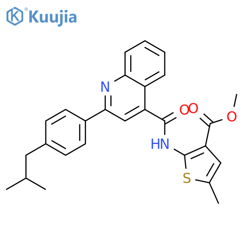<br>methyl 2-({[2-(4-isobutylphenyl)quinolin-4-yl]carbonyl}amino)-5-methylthiop hene-3-carboxylate structure