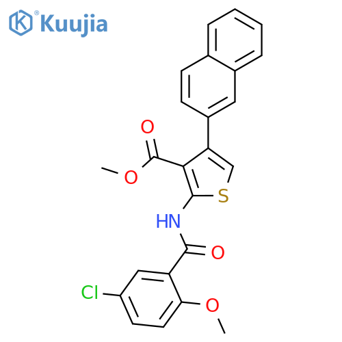 <br>methyl 2-[(5-chloro-2-methoxybenzoyl)amino]-4-(2-naphthyl)-3-thiophenecarbo xylate structure