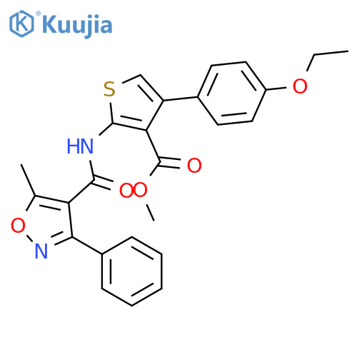 <br>methyl 4-(4-ethoxyphenyl)-2-{[(5-methyl-3-phenyl-4-isoxazolyl)carbonyl]amin o}-3-thiophenecarboxylate structure