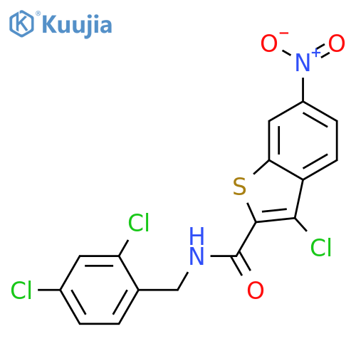 3-chloro-N-(2,4-dichlorobenzyl)-6-nitro-1-benzothiophene-2-carboxamide structure