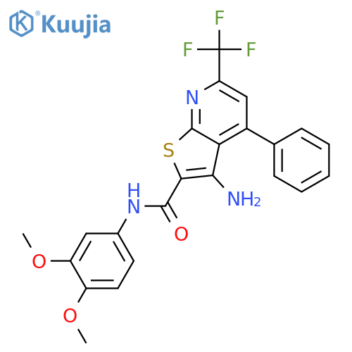 <br>3-amino-N-(3,4-dimethoxyphenyl)-4-phenyl-6-(trifluoromethyl)thieno[2,3-b]py ridine-2-carboxamide structure