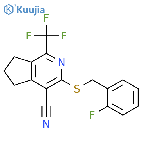 <br>3-[(2-fluorobenzyl)sulfanyl]-1-(trifluoromethyl)-6,7-dihydro-5H-cyclopenta[ c]pyridine-4-carbonitrile structure
