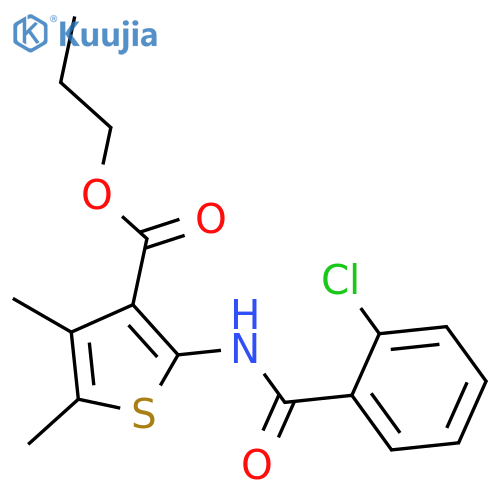 propyl 2-[(2-chlorobenzoyl)amino]-4,5-dimethyl-3-thiophenecarboxylate structure