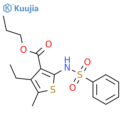 propyl 4-ethyl-5-methyl-2-[(phenylsulfonyl)amino]thiophene-3-carboxylate structure