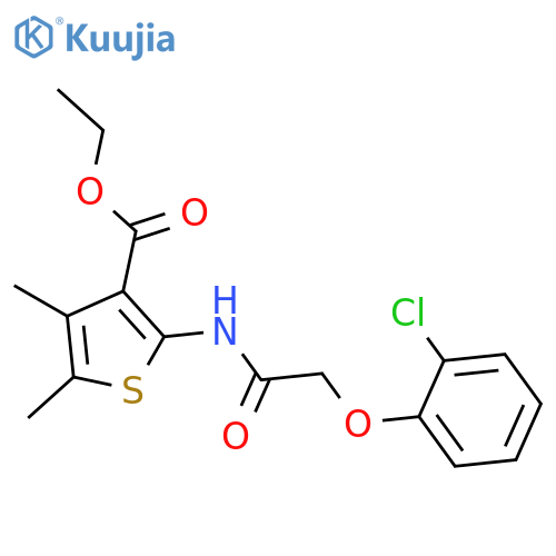 <br>ethyl 2-{[(2-chlorophenoxy)acetyl]amino}-4,5-dimethylthiophene-3-carboxylat e structure