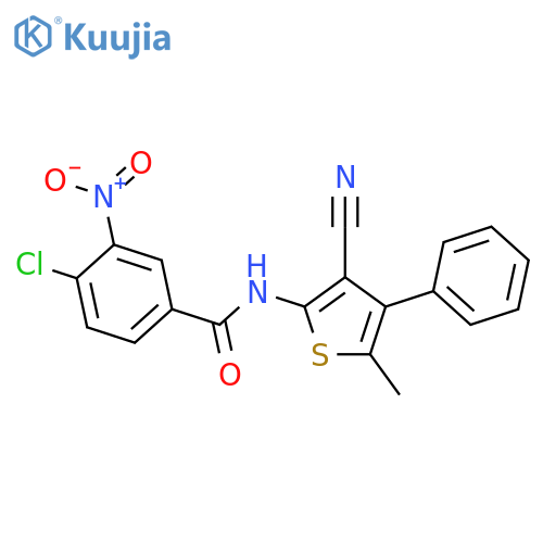 4-chloro-N-(3-cyano-5-methyl-4-phenylthien-2-yl)-3-nitrobenzamide structure