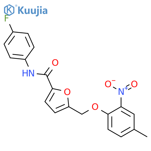 N-(4-fluorophenyl)-5-({2-nitro-4-methylphenoxy}methyl)-2-furamide structure