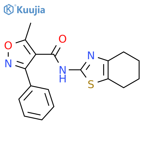 <br>5-methyl-3-phenyl-N-(4,5,6,7-tetrahydro-1,3-benzothiazol-2-yl)-1,2-oxazole- 4-carboxamide structure
