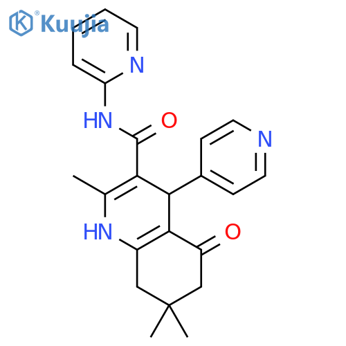 <br>2,7,7-trimethyl-5-oxo-N-(pyridin-2-yl)-4-(pyridin-4-yl)-1,4,5,6,7,8-hexahyd roquinoline-3-carboxamide structure