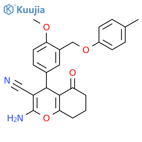 <br>2-Amino-4-(4-methoxy-3-p-tolyloxymethyl-phenyl)-5-oxo-5,6,7,8-tetrahydro-4H -chromene-3-carbonitrile structure