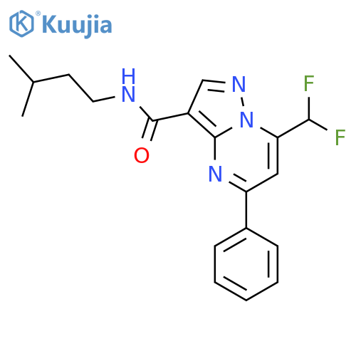 <br>7-(difluoromethyl)-N-(3-methylbutyl)-5-phenylpyrazolo[1,5-a]pyrimidine-3-ca rboxamide structure