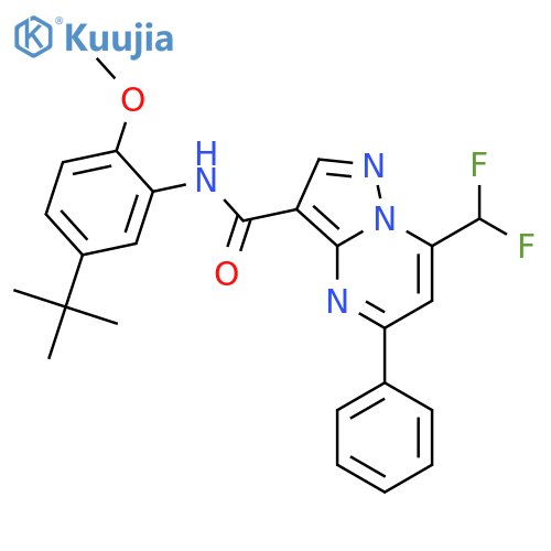 <br>N-(5-tert-butyl-2-methoxyphenyl)-7-(difluoromethyl)-5-phenylpyrazolo[1,5-a] pyrimidine-3-carboxamide structure
