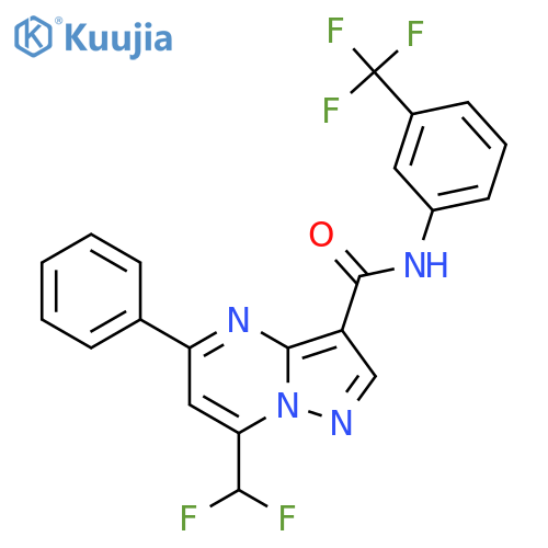 <br>7-(difluoromethyl)-5-phenyl-N-[3-(trifluoromethyl)phenyl]pyrazolo[1,5-a]pyr imidine-3-carboxamide structure