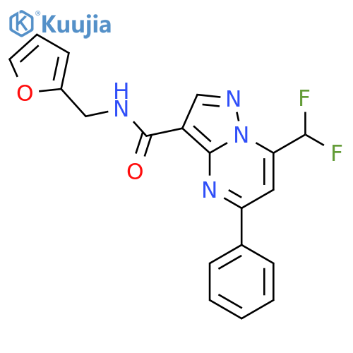 <br>7-(difluoromethyl)-N-(2-furylmethyl)-5-phenylpyrazolo[1,5-a]pyrimidine-3-ca rboxamide structure