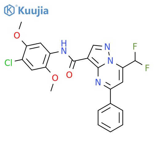 <br>N-(4-chloro-2,5-dimethoxyphenyl)-7-(difluoromethyl)-5-phenylpyrazolo[1,5-a] pyrimidine-3-carboxamide structure