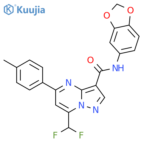 <br>N-1,3-benzodioxol-5-yl-7-(difluoromethyl)-5-(4-methylphenyl)pyrazolo[1,5-a] pyrimidine-3-carboxamide structure