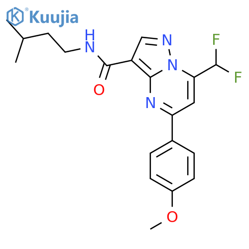 <br>7-(difluoromethyl)-5-(4-methoxyphenyl)-N-(3-methylbutyl)pyrazolo[1,5-a]pyri midine-3-carboxamide structure