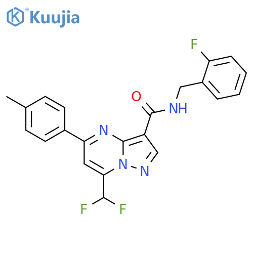 <br>7-(difluoromethyl)-N-(2-fluorobenzyl)-5-(4-methylphenyl)pyrazolo[1,5-a]pyri midine-3-carboxamide structure