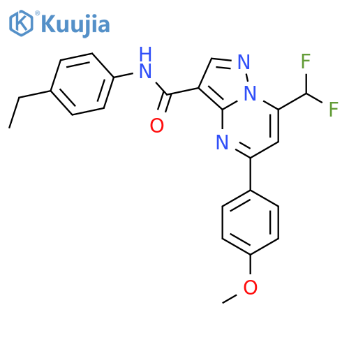 <br>7-(difluoromethyl)-N-(4-ethylphenyl)-5-(4-methoxyphenyl)pyrazolo[1,5-a]pyri midine-3-carboxamide structure