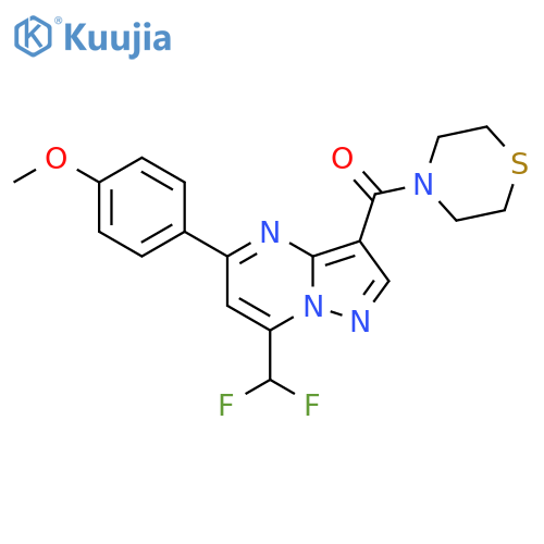 <br>7-(difluoromethyl)-5-(4-methoxyphenyl)-3-(thiomorpholin-4-ylcarbonyl)pyrazo lo[1,5-a]pyrimidine structure