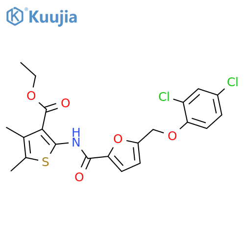 <br>ethyl 2-({5-[(2,4-dichlorophenoxy)methyl]-2-furoyl}amino)-4,5-dimethyl-3-th iophenecarboxylate structure