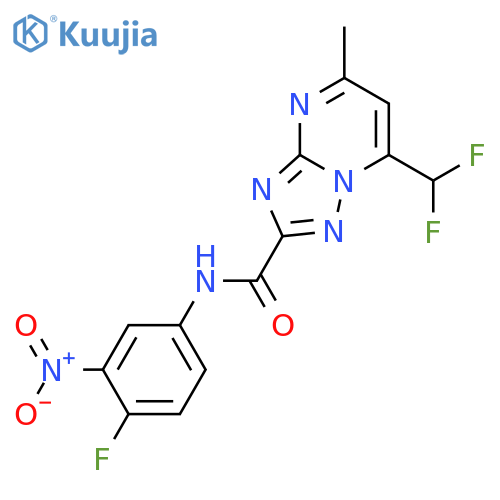<br>7-(difluoromethyl)-N-(4-fluoro-3-nitrophenyl)-5-methyl[1,2,4]triazolo[1,5-a ]pyrimidine-2-carboxamide structure