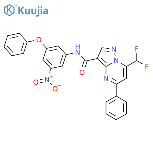 <br>7-(difluoromethyl)-N-(3-nitro-5-phenoxyphenyl)-5-phenylpyrazolo[1,5-a]pyrim idine-3-carboxamide structure