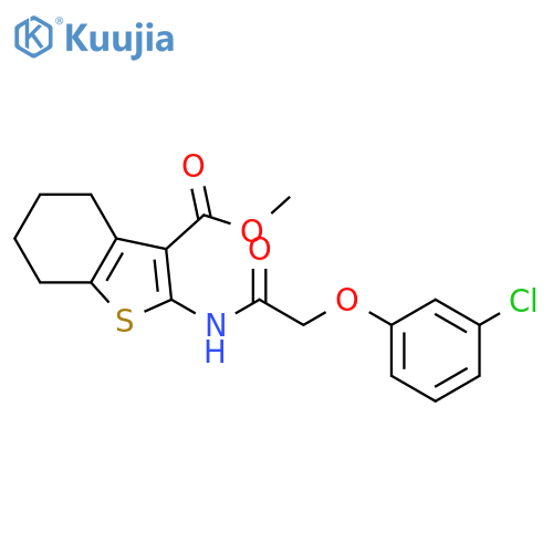 <br>methyl 2-{[(3-chlorophenoxy)acetyl]amino}-4,5,6,7-tetrahydro-1-benzothiophe ne-3-carboxylate structure