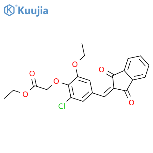 <br>ethyl {2-chloro-4-[(1,3-dioxo-1,3-dihydro-2H-inden-2-ylidene)methyl]-6-etho xyphenoxy}acetate structure