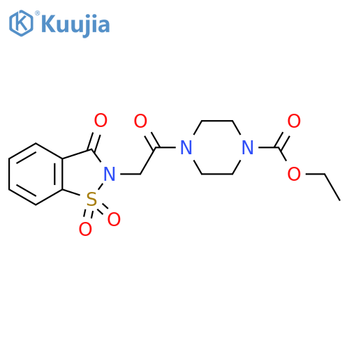 ethyl 4-2-(1,1,3-trioxo-2,3-dihydro-1lambda6,2-benzothiazol-2-yl)acetylpiperazine-1-carboxylate structure