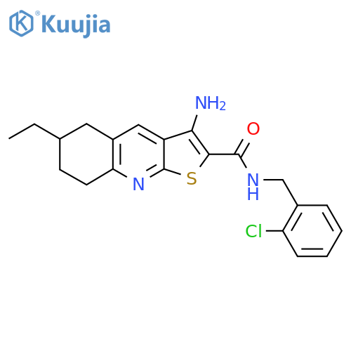 3-Amino-N-[(2-chlorophenyl)methyl]-6-ethyl-5H,6H,7H,8H-thieno[2,3-b]quinoline-2-carboxamide structure