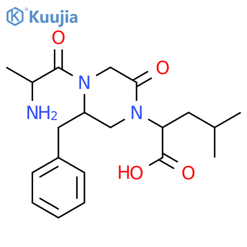 1-Piperazineacetic acid, 4-[(2S)-2-amino-1-oxopropyl]-α-(2-methylpropyl)-2-oxo-5-(phenylmethyl)-, (αS,5R)- (9CI) structure