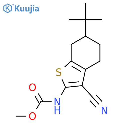 <br>methyl (6-tert-butyl-3-cyano-4,5,6,7-tetrahydro-1-benzothiophen-2-yl)carbam ate structure