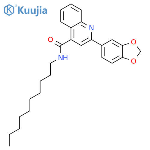 2-(1,3-benzodioxol-5-yl)-N-decyl-4-quinolinecarboxamide structure