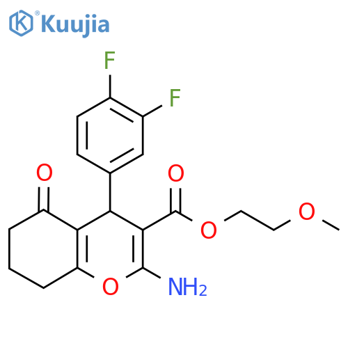 2-Methoxyethyl 2-amino-4-(3,4-difluorophenyl)-5-oxo-5,6,7,8-tetrahydro-4H-chromene-3-carboxylate structure