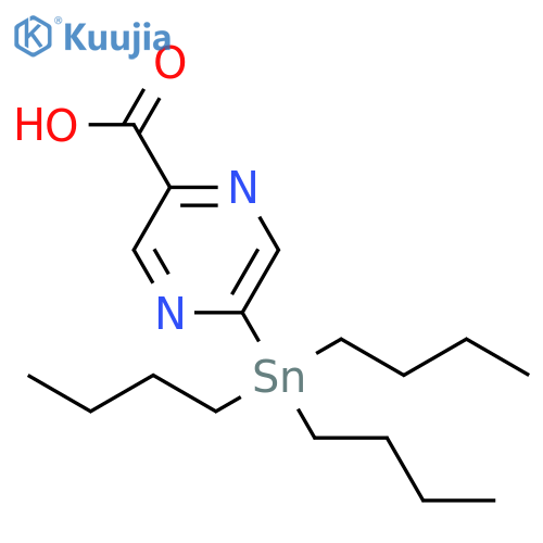 Pyrazinecarboxylic acid, 5-(tributylstannyl)- structure