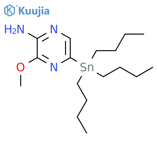 Pyrazinamine, 3-methoxy-5-(tributylstannyl)- structure