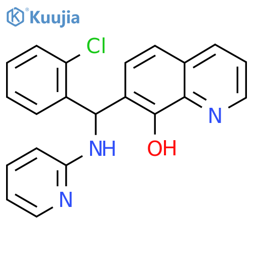 7-(2-chlorophenyl)(pyridin-2-yl)aminomethylquinolin-8-ol structure