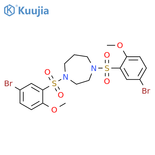 1,4-bis(5-bromo-2-methoxybenzenesulfonyl)-1,4-diazepane structure