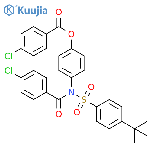 4-N-(4-tert-butylbenzenesulfonyl)4-chlorobenzamidophenyl 4-chlorobenzoate structure