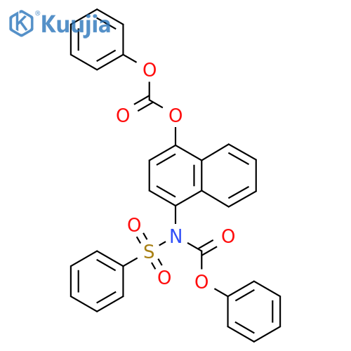 4-N-(phenoxycarbonyl)benzenesulfonamidonaphthalen-1-yl phenyl carbonate structure