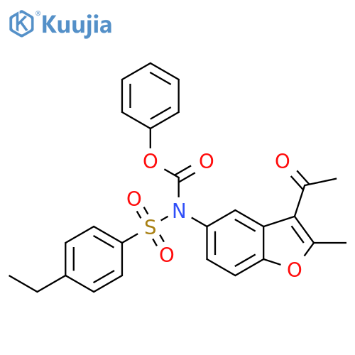 phenyl N-(3-acetyl-2-methyl-1-benzofuran-5-yl)-N-(4-ethylbenzenesulfonyl)carbamate structure