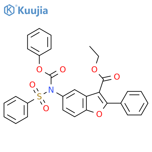 ethyl 5-N-(phenoxycarbonyl)benzenesulfonamido-2-phenyl-1-benzofuran-3-carboxylate structure