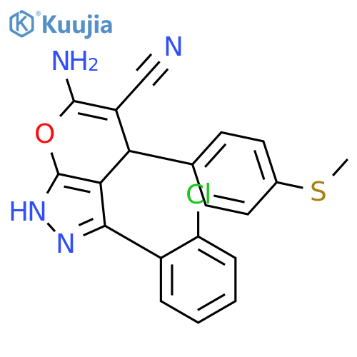 <br>6-amino-3-(2-chlorophenyl)-4-[4-(methylthio)phenyl]-1,4-dihydropyrano[2,3-c ]pyrazole-5-carbonitrile structure