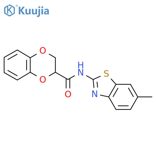 N-(6-methyl-1,3-benzothiazol-2-yl)-2,3-dihydro-1,4-benzodioxine-2-carboxamide structure
