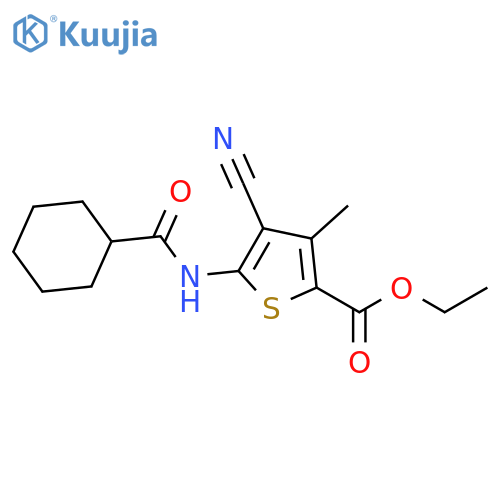 ethyl 4-cyano-5-cyclohexaneamido-3-methylthiophene-2-carboxylate structure