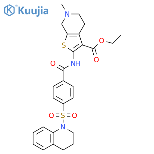 ethyl 6-ethyl-2-4-(1,2,3,4-tetrahydroquinoline-1-sulfonyl)benzamido-4H,5H,6H,7H-thieno2,3-cpyridine-3-carboxylate structure