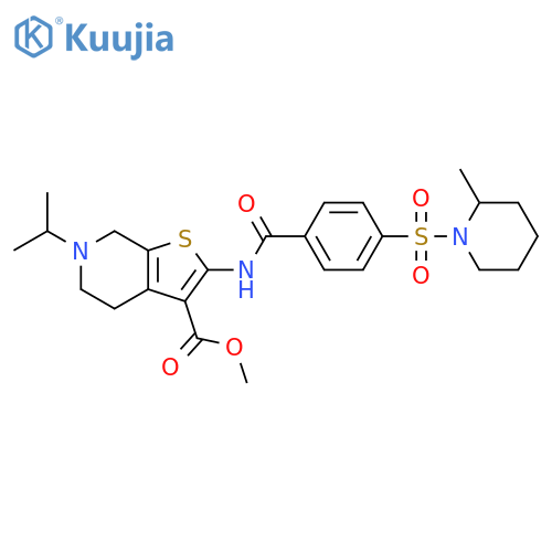 methyl 2-{4-(2-methylpiperidin-1-yl)sulfonylbenzamido}-6-(propan-2-yl)-4H,5H,6H,7H-thieno2,3-cpyridine-3-carboxylate structure