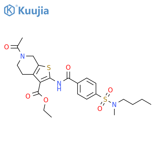 ethyl 6-acetyl-2-{4-butyl(methyl)sulfamoylbenzamido}-4H,5H,6H,7H-thieno2,3-cpyridine-3-carboxylate structure