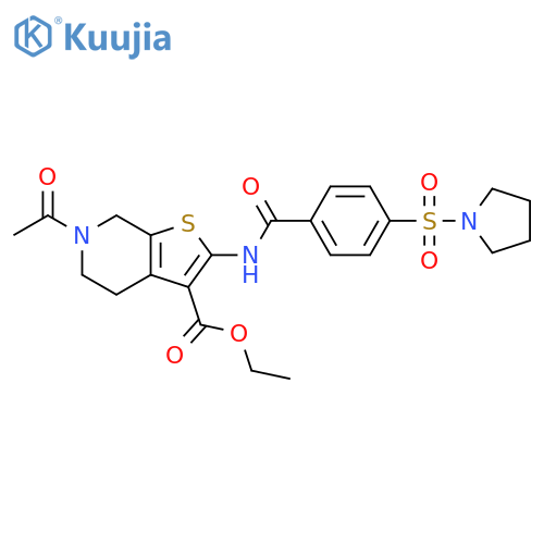 ethyl 6-acetyl-2-4-(pyrrolidine-1-sulfonyl)benzamido-4H,5H,6H,7H-thieno2,3-cpyridine-3-carboxylate structure